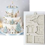 AXspeed 3D Christmas Silicone Cake Mold Xmas Tree House Fondant Mould Chocolate Pastry Baking Mould Cake Decorating Tools