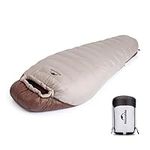 Naturehike 650FP Ultra-light Mummy Down Sleeping bag Warm winter sleeping bag -9℃ to 7℃ With waterproof compression bag Smoky brown-220×85cm