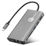 SIIG USB-C MST Hub with 4K@30Hz HDMI or DisplayPort, 1080p Dual Display, 100W Power Delivery Charging, 1 Gbps Ethernet, USB-C and 2X USB 3.1 Gen1 Type-A Data Ports, SD Card Slot (JU-DK0F11-S1)