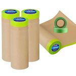 Wonninek 4 Roll 18" x 50ft Masking Paper for Spraying, Unfold Pre-Tape Paint Masking Master with Tape, Tape and Drape for Furniture Carpet Protection Film, Extra 4 Rolls Masking Tape