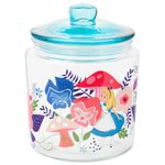 Silver Buffalo Disney Alice in Wonderland Flowers and Mushrooms Glass Cookie Snack Candy Jar with Lid (Small)