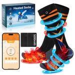 Heated Socks,Jkevow Rechargeable Electric Heating Socks 5000 mAh with 4 Levels of Temperature Settings & APP Control, Winter Foot Warmer for Men Women Outdoor Skiing, Winter Camping, Hiking