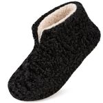 HomeTop Women's Warm Fluffy Slipper Boots Cosy Memory Foam Winter Indoor House Shoes Black, 6 UK