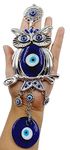 ART FLAUNTS Metal Evil Eye Hanging For House Decoration, Home Entrance Door, Nazar Battu For Home Protection (Blue Owl), 2.36 Inch