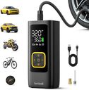 Lamicall Tyre Inflator Cordless Compressor - [6000mAh High-Capacity Battery] 150PSI Electric Air Pump with Digital Pressure Gauge & Auto Shutoff, Portable Pump with LED Light for Car Bike Motorcycle