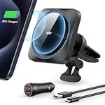 ESR Magnetic Wireless Car Charging Set with CryoBoost (HaloLock), Compatible with MagSafe Car Charger, for iPhone 15/14/13/12 Series with 36W QC 3.0 Fast Car Charger, Phone Cooling Tech, Frosted Onyx