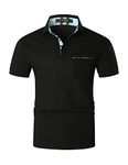 LIUPMWE Men's Polo Shirts Short Sleeve Golf Shirt Casual Fit with Pocket Polo Homme Tops,Black,L