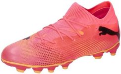 PUMA Unisex Kid's Future 7 Match Fg/Ag Jr Soccer Shoe, Sunset Glow Puma Black Sun Stream, 3.5 US