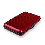 RFID Blocking Anti Scan Aluminium Security Wallet Card Holder Hard Case for Credit Debit ID UK EU Driving License Oyster Travel Points Business Cards and Bank Notes 7 Colours (Red)