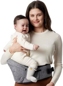 Momcozy Hip Seat Baby Carrier - Adjustable Waistband with Original 3D Belly Protector, Ergonomic Carrier with Various Pockets for Newborns & Toddlers up to 45lbs (Grey, Large)