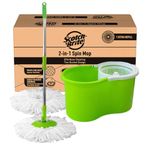 Scotch-Brite 2-in-1 Bucket Spin Mop (Green, 2 Refills), 4 Pcs
