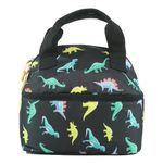 Smily Kiddos | Double Decker Lunch Bag Dino Theme - Black | Kids & School Lunch Bag | Lunch Bag for Kids | Lunch Bag for School | Comes with 2 Main Compartment LxWxH :25.5 X 17 X 20 CM