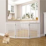 WELLAND Wooden Freestanding Pet Gate, 24 Inch 3 Panel Step Over Fence, Expands Up to 60" Wide, Foldable Indoor Dog Gate Puppy Safety Fence, White