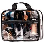 Clear Toiletry Bag - PVC Makeup Bag - Large Transparent Cosmetic Travel Case - See Through Packing Cube with Handle - Clear Bag with Zipper - Plastic Storage Pouch for Women
