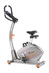 PowerMax Fitness® BU-750 Exercise Upright Bike with Hand Pulse, Adjustable Resistance, Water Bottle Cage, 9KG Flywheel for Cardio Training Workout at Home, Silver shine colour