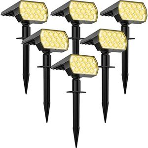 WELALO Solar Spot Lights Outdoor, [6 Pack/52 LED/3 Modes] 2-in-1 Solar Landscape Spotlights, Solar Powered Security Lights, Waterproof Wall Lights for Walkway Yard Garden Driveway(Warm White)