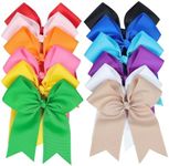 12-Pcs 5-Inch Large Grosgrain Ribbon Cheer Bows with Alligator Hair Clips - Stylish Hair Accessories for Little Girls, Teens, and Cheerleaders