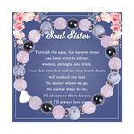 Soul Sister Gifts Nature Stone Bead Bracelet for Best Friends Birthday Christmas Gift for Women Sister Bestie Purple Amethyst Bracelet Graduation Gifts for Women Girls