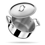 Stahl Artisan Triply Stainless Steel Sauce Pot/Casserole with lid, Induction Pot, Briyani Pot/Handi, 5.1 L, 24 cm