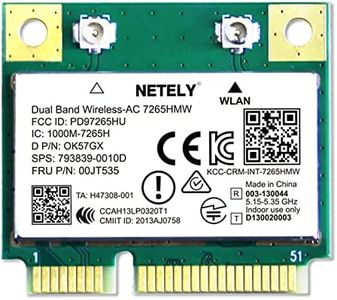 NETELY Wireless-AC 7265HMW Mini-PCIE Interface 1200Mbps WiFi Adapter with Bluetooth 4.2 for Windows 7,8.1,10,11 Laptop PCs and Desktop PCs, 2.4GHz 300Mbps & 5GHz 867Mbps, Intel Wireless-AC 7265D2W