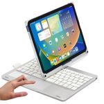 360 Rotating Case for iPad Pro 11 inch(M4) with Keyboard, Trackpad,Rotatable, Wireless Keyboard Cover, Rainbow Backlits for 2024 iPad Pro11(5th Gen),Silver