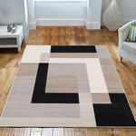 Imperial Rooms Area Rugs for Bedroom - Large Rugs Living Room 120 x 170 Cm Modern Floor Carpet - Geometric Style Non Shedding Super Soft Rug Easy Care (Milo Neutral)