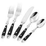 20-Piece Cutlery Set, Vintage Stainless Steel Silverware Set,Service for 4, Forged Flatware Set with Black Bakelite Handle,Dishwasher Safe