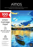 ARTIOS Mixed Media Cartridge Paper A3 240 GSM - 100 (84+16 Free) Drawing Sheets for Artists, Ideal for Charcoal, Graphite, Acrylic, Watercolor, Gouache, Ink, & Other Mixed Media