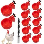 12Pcs Chicken Waterer Cups, Automatic Chicken Water Feeder with Nut and Hole Saw, PILZUME Chicken Watering System Poultry Water Feeder Kit, Suitable for Chicks Duck Goose Birds