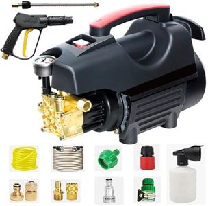 XCJump Electric High Pressure Washer Cleaner – 1958PSI Pressure, 10m Hose, Adjustable Spray Modes, Copper Motor, Self-Priming, Auto Shut-Off for Car, Home, and Outdoor Use (Black)