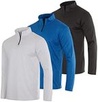 3 Pack:Men's Big and Tall Quarter 1/4 Zip Pullover Long Sleeve Athletic Mesh Dry Fit Shirt Gym Running Performance Golf Half Zip Up Top Thermal Workout Sweatshirts Sweater Plus Jacket- Set 3, 4X Tall