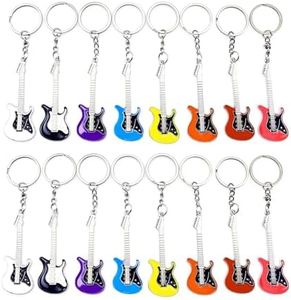 JZK16x Porte-clés guitare électrique en métal pour fête musicale faveurs décorations de fête sur thème guitare souvenirs cadeau sur thème musique rock cadeaux fête festival musique