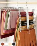 MORALVE Skirt Hangers Space Saving - European Beechwood Shorts Hangers & Skirt Hangers - Women Space Saving Skirt Hangers with Clips - Closet Organizers & Storage 5 Tier Skirt Hanger Skirt Organizer