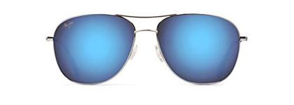 Maui Jim Unisex's Cliff House Sunglasses, Silver/Blue Hawaii Polarized, Medium