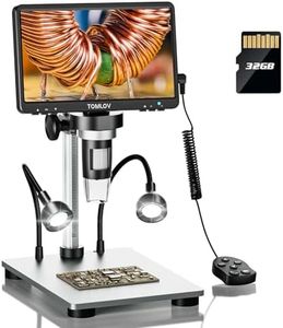 TOMLOV DM9 7" LCD Microscope Numérique, Microscope 1200X avec Caméra 12MP, Support Métallique, Éclairage LED Flexible, Télécommande IR, Compatible Windows/Mac OS