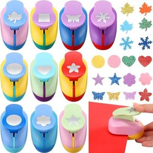 Harloon 10 Pcs Craft Hole Punch Shapes 1 Inch Paper Punch Hole Puncher for Crafts, Mix Shape Cutters for Paper Crafting Scrapbooking Kids Teacher Office Supplies (Classic)