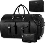 Garment Bag for Travel, Convertible Carry on Garment Duffel Bag for Men 3Pcs, Faux Leather Waterproof Large Weekender Bag for Men 2 in 1 Hanging Suitcase Suit Dress Business Travel Bag