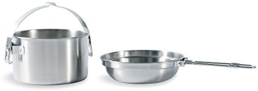 Tatonka Kettle Camping - Set da cucina da 4,0 l, pentola e padella in acciaio inox, volume 4 litri, con manico per appenderlo, diametro 23,5 x 14 cm, colore: argento