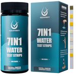 AQUAVERITY Hot Tub Test Strips, 100 Pool, Spa and Hot Tub Testing Strips for Total Alkalinity, Hardness, Free Chlorine, Bromine, pH, Cyanuric Acid, and Total Chlorine, Accurate 7 in 1 Water Test Kit