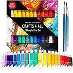 Crafts 4 ALL Acrylic Paint Set - 24 for Canvas, Wood, Ceramic, Fabric - Non-Toxic, Vibrant Pigments for Beginners and Professional Artists - Art Supplies Gifts for Kids & Adults