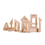 PlanToys Wooden 50 Piece Unit Block (35 mm) Building Set (5502) | Sustainably Made from Rubberwood and Non-Toxic Paints and Dyes | PlanNatural Classic Wooden Toy Collection