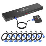 Yinker KVM Switch HDMI 8 Port, 4K@30Hz USB HDMI Rack KVM Console 8 in 1 Out, 4 USB2.0 Hubs Desktop Selector IR Remote & Ears, w/ 8 packs KVM Cables