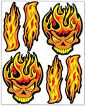 Biomar Labs® Set (6pcs) Vinyl Decals Skull Flame Fire Flames Stickers Car Motorcycle Bike Scooter Helmet D 80