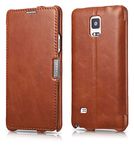 ICARER Case Suitable for Samsung Galaxy Note 4 / SM-N910, Genuine Leather, Protective Case with Side Folding, Ultra-Slim Cover, Thin Mobile Phone Case, Vintage Look, Brown