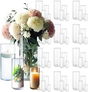 Sandraheer 48 Clear Glass Cylinder Vases for Centerpieces - Different Sizes Floating Candle Vases Holder -4", 6", 8",10" Hight Perfect for Weddings and Events