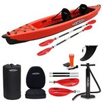 Conwy Kayak Padarn Two Person Inflatable Kayak - Double Drop Stitch Canoe For River, Sea - Full Kit Including Kayak Paddles Seats Pump Carry Backpack Fin and Repair Kit