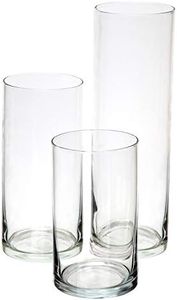 Royal Imports Glass Cylinder Flower Centerpiece Vases Set of 3 - Hurricane Candle Holder for Pillar, Floating, Tealights - Use for Floral, Wedding Table, Home Decor, Party, Holiday