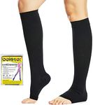 Beister Open Toe Knee High Calf Compression Socks for Women & Men, Firm 20-30 mmHg Graduated Support Hosiery for Varicose Veins, Edema, Flight, Pregnancy, Black, XX-Large