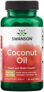 Swanson EFAs Coconut Oil Made with Certified Organic Coconut Oil (1000mg, 60 Softgels)
