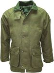 New Mens Derby Tweed Jacket Coat Outdoor Breathable Quilted Waterproof Coat Fishing Hunting Shooting Farming Mens Wool Branded Outerwear (Dark Green XL)